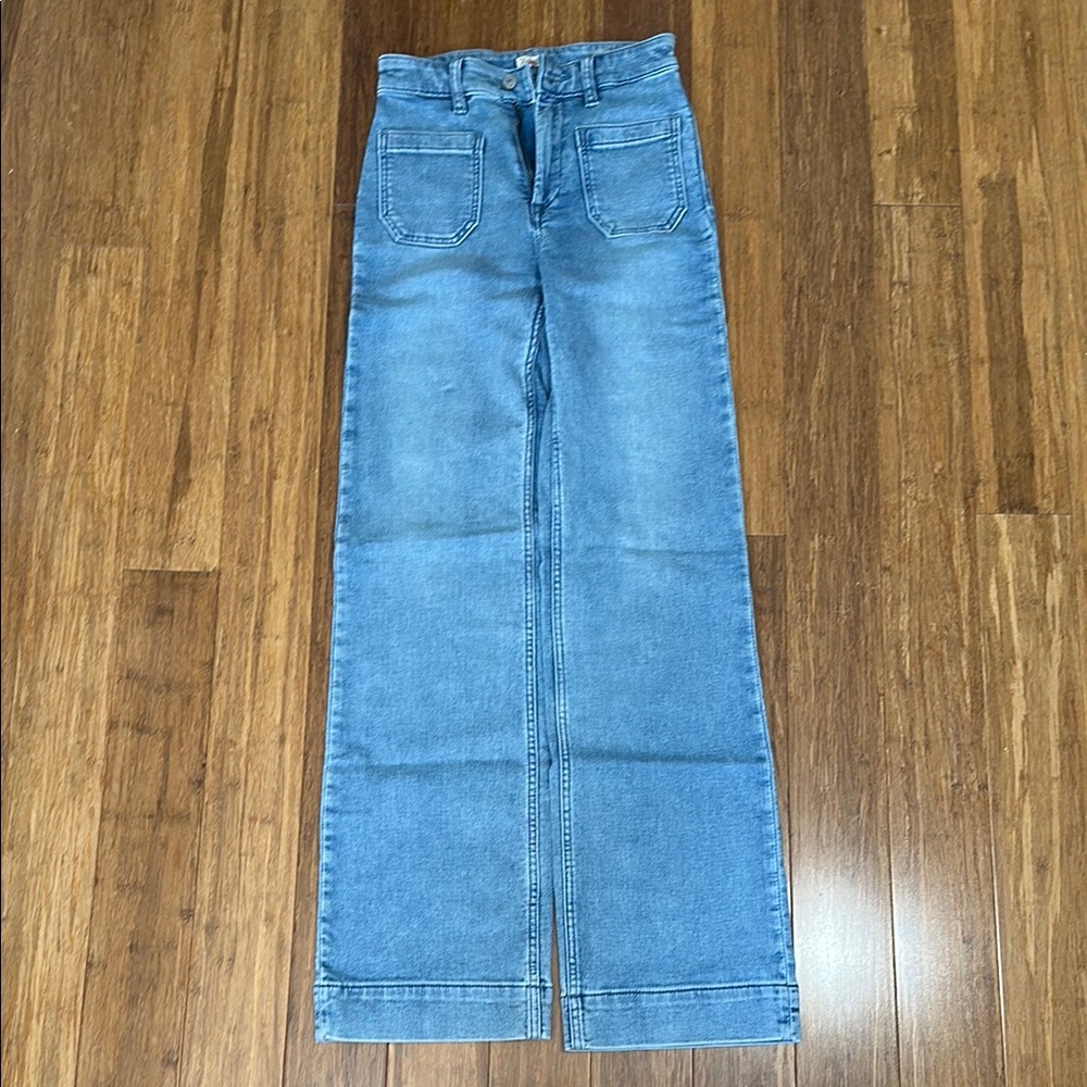 Faherty Blue Flare Wide Leg Jeans